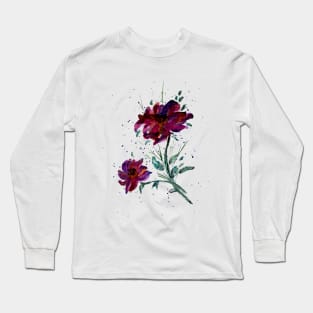 Molten Flowers Watercolor Long Sleeve T-Shirt